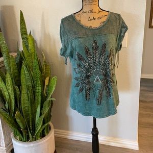 Tribal BoHo chic embellished top